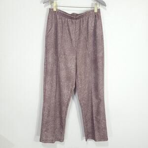 Vintage Haband Pants Womens Size 10 12 Brown Speckly Elastic Waist 80s H…